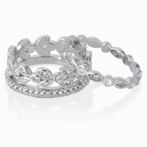 Stella & Dot Claudia Stackable Silver CZ Rings Bands - Picture 5 of 7